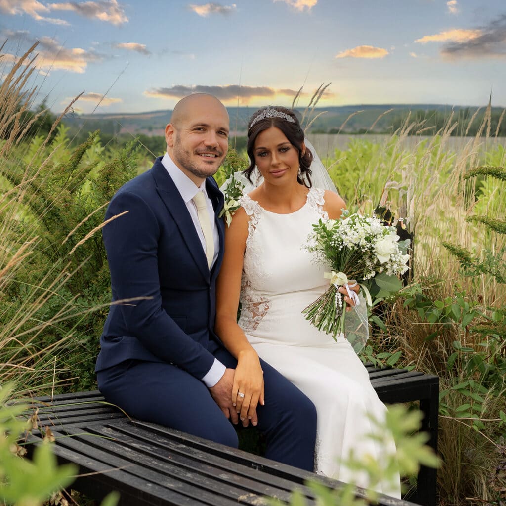 Lloyd Dunkley Photography, Bride and groom in embrace in the garden at Goosedale wedding venue Nottingham